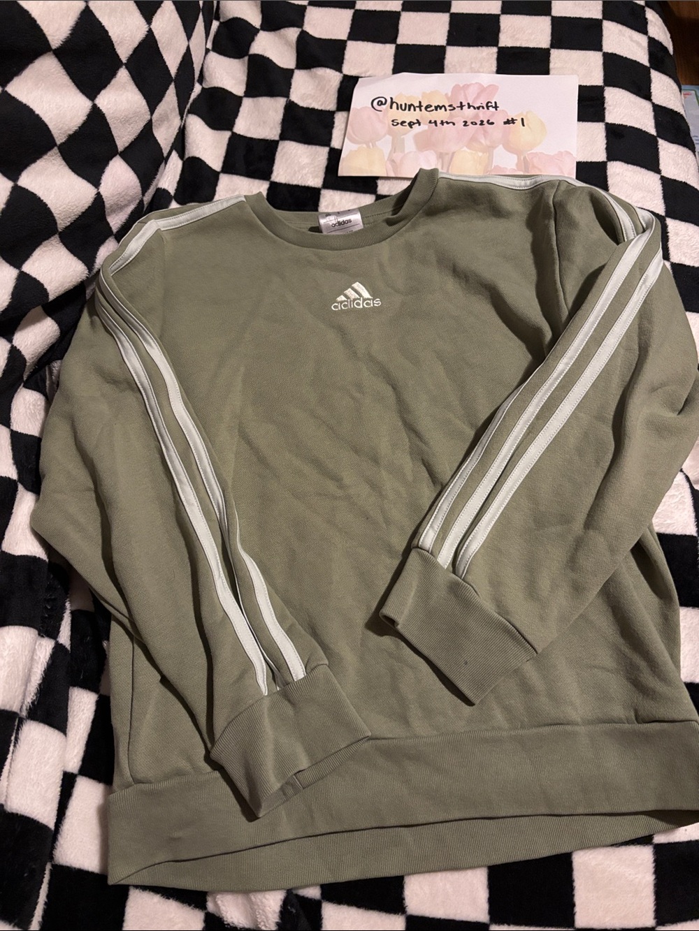 Youth medium adidas crew neck light green